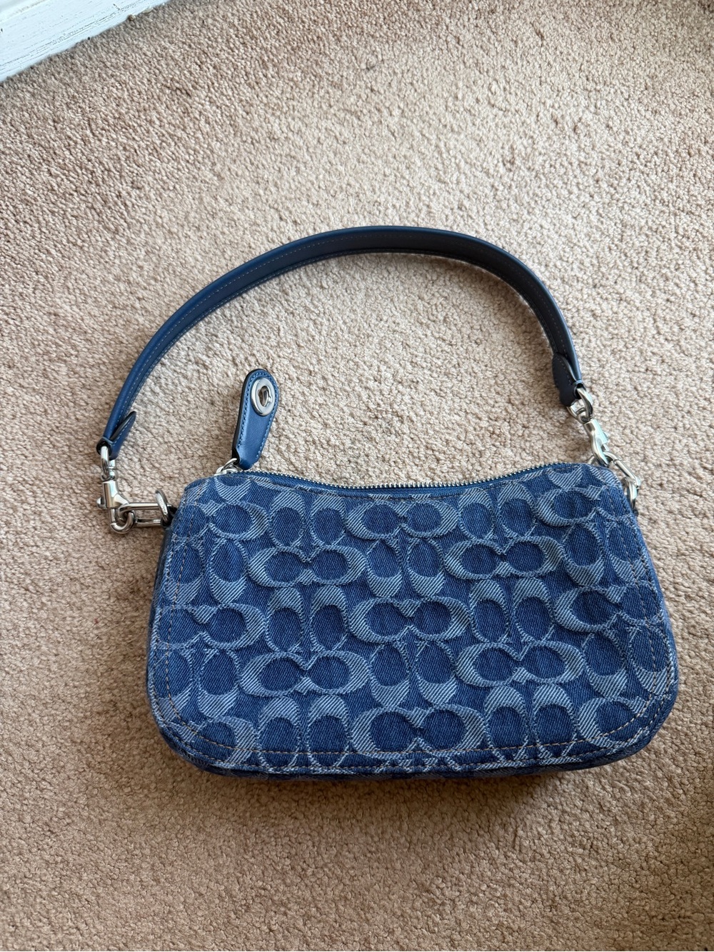 Coach Denim Swinger 20 Mini Shoulder Bag in Navy Blue
